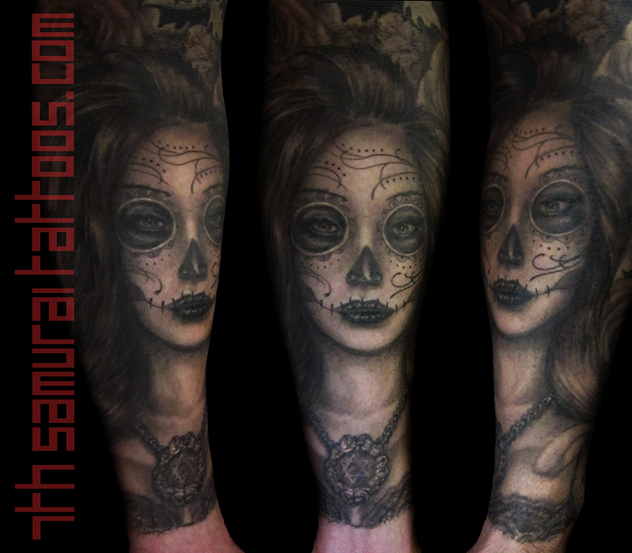 Day of the Dead (Sugar Skull) Girl arm tattoo
