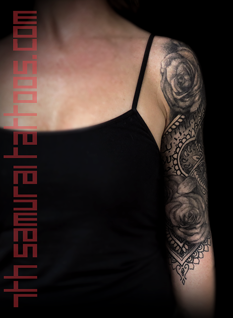 woman's paisley roses yoga henna sleeve tattoo 2.png