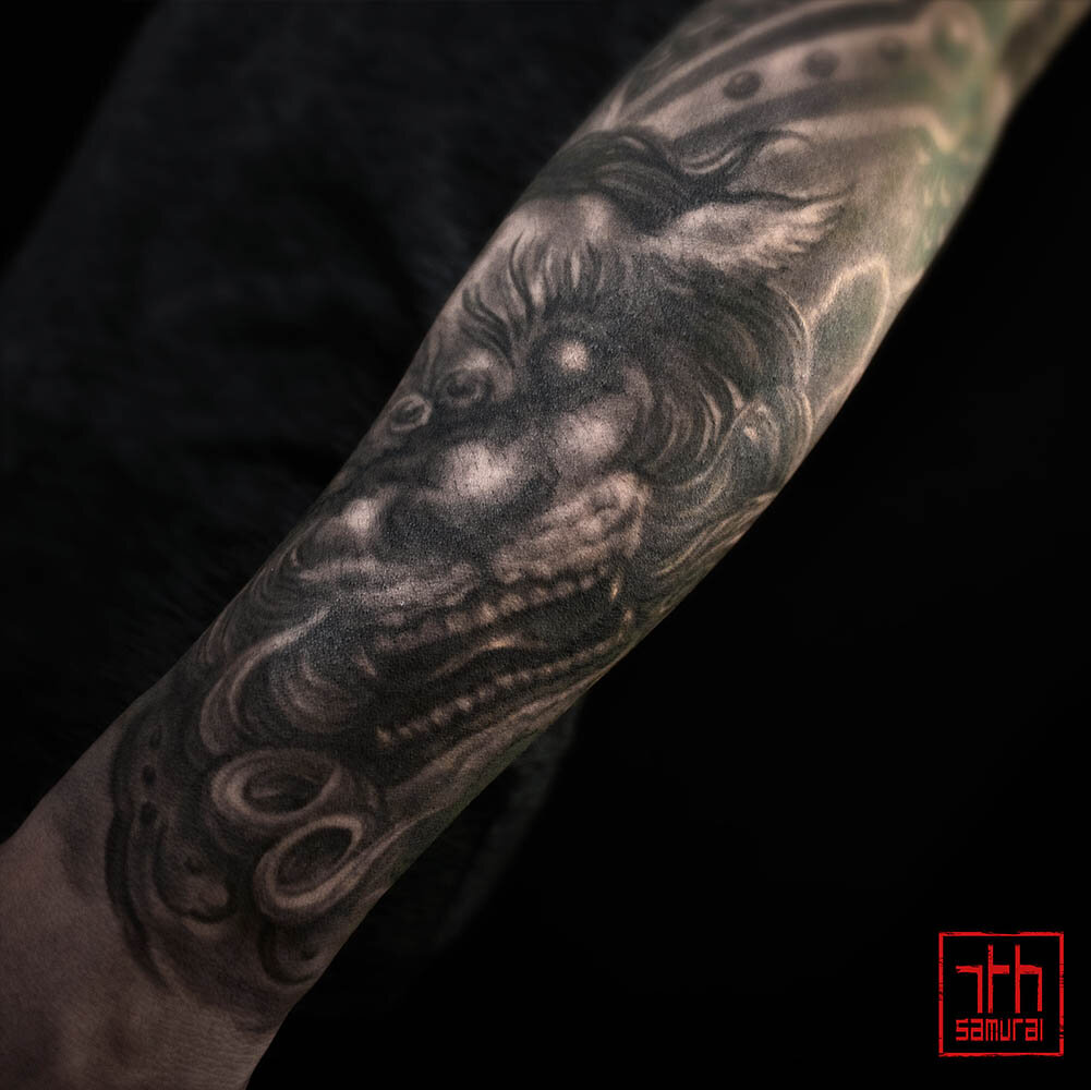  Men's Monkey King Sun Wukong Raijin thunder god Fudog lightning moon sleeve kai 7th samurai Edmonton best asian japanese tattoo 2020