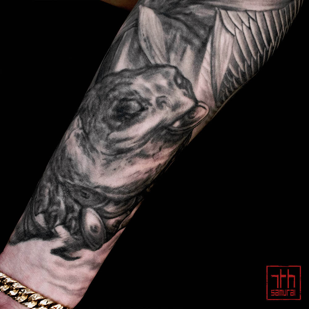 Noh japanese mask hannya hanya koi swimming upstream rock statue money frog bamboo men’s asian sleeve kai 7th samurai edmonton best tattoo 2019