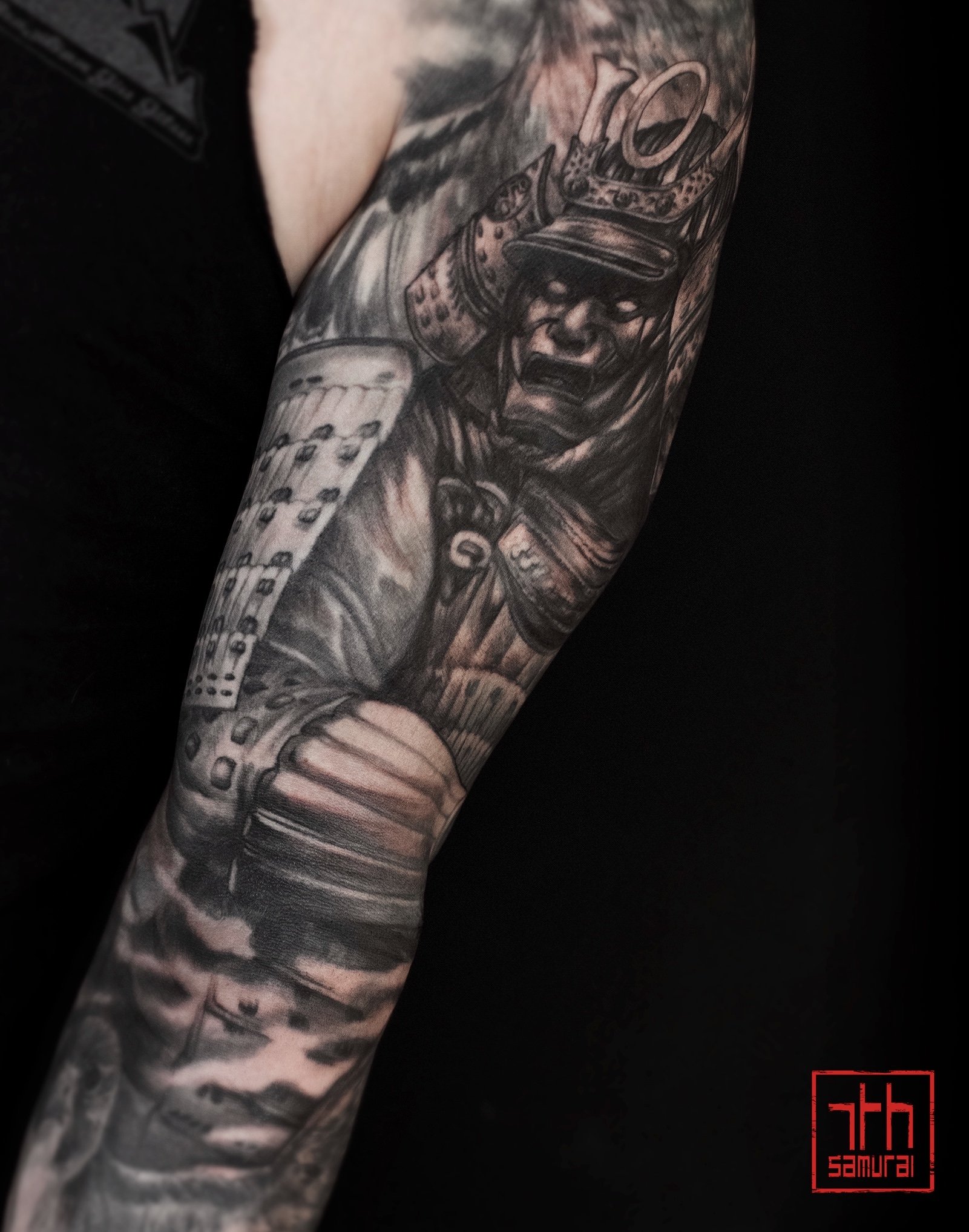 samurai  birds of prey falcon  hawk  Men's japanese realism tattoo sleeve  asian Tattoo artist: Kai at 7th Samurai. YEG Edmonton, Alberta, Canada) best 2020 