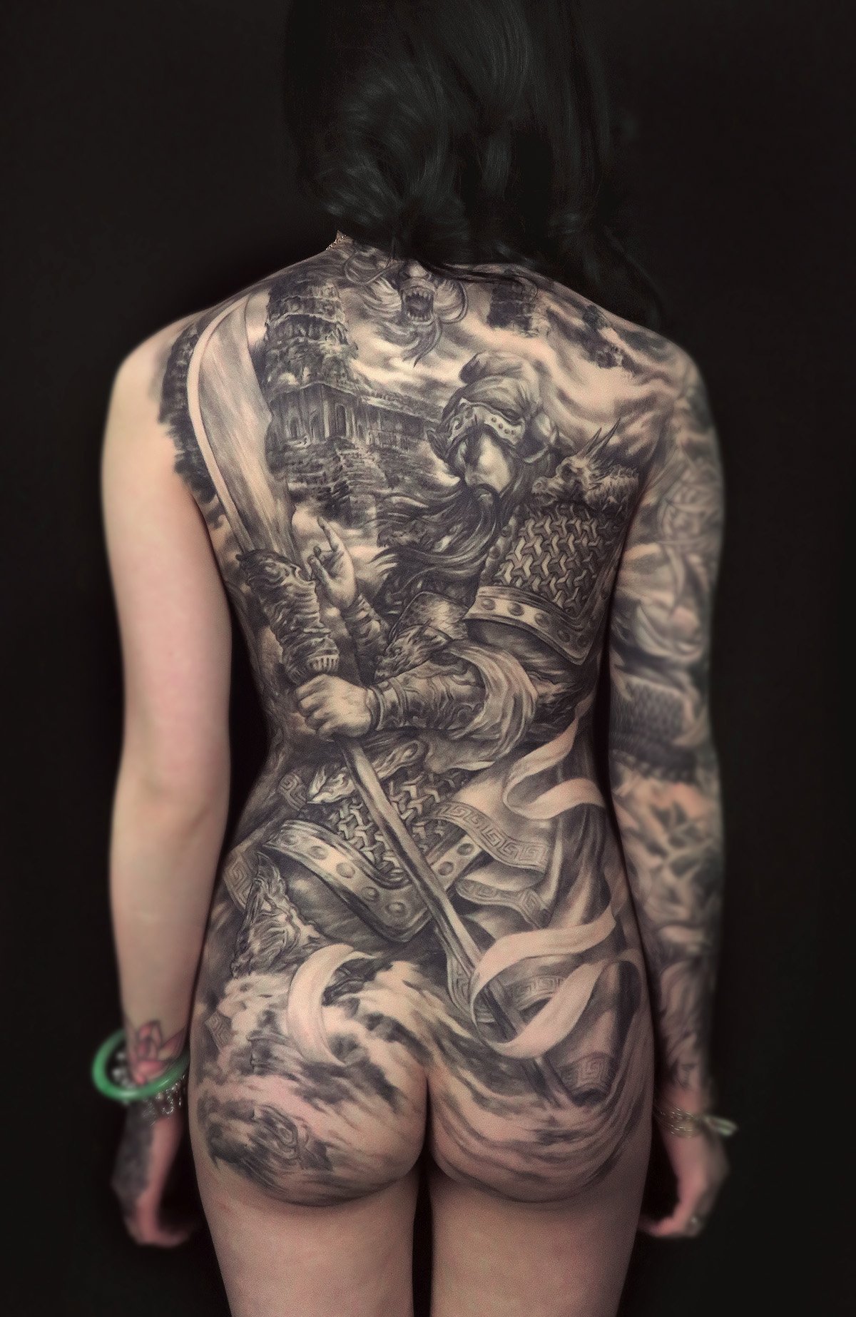 god of war guan yu  women's girl chinese deity asian back piece backpiece  asian Tattoo artist: Kai at 7th Samurai. YEG Edmonton, Alberta, Canada best 2018