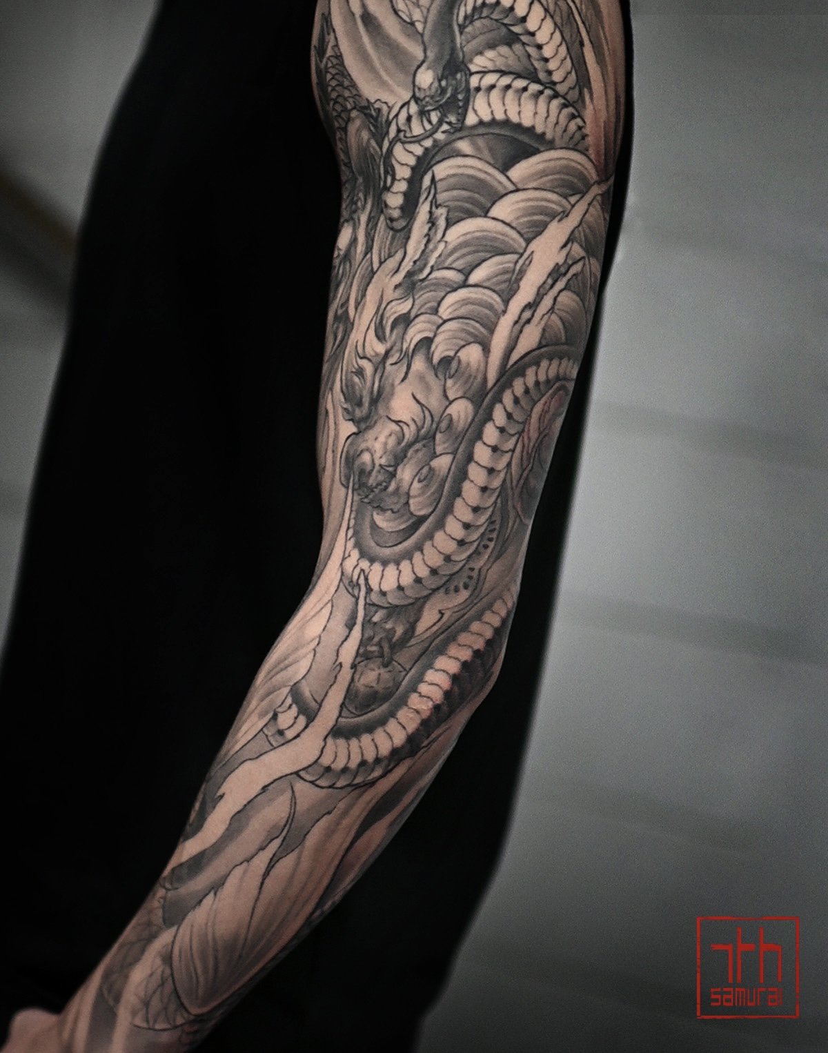 Asian zodiacs: year of Snake fudog Men's neo japanese asian astrology arm sleeve tattoo  asian artist: Kai 7th Samurai. YEG Edmonton, Alberta, Canada 2023 best 2024 