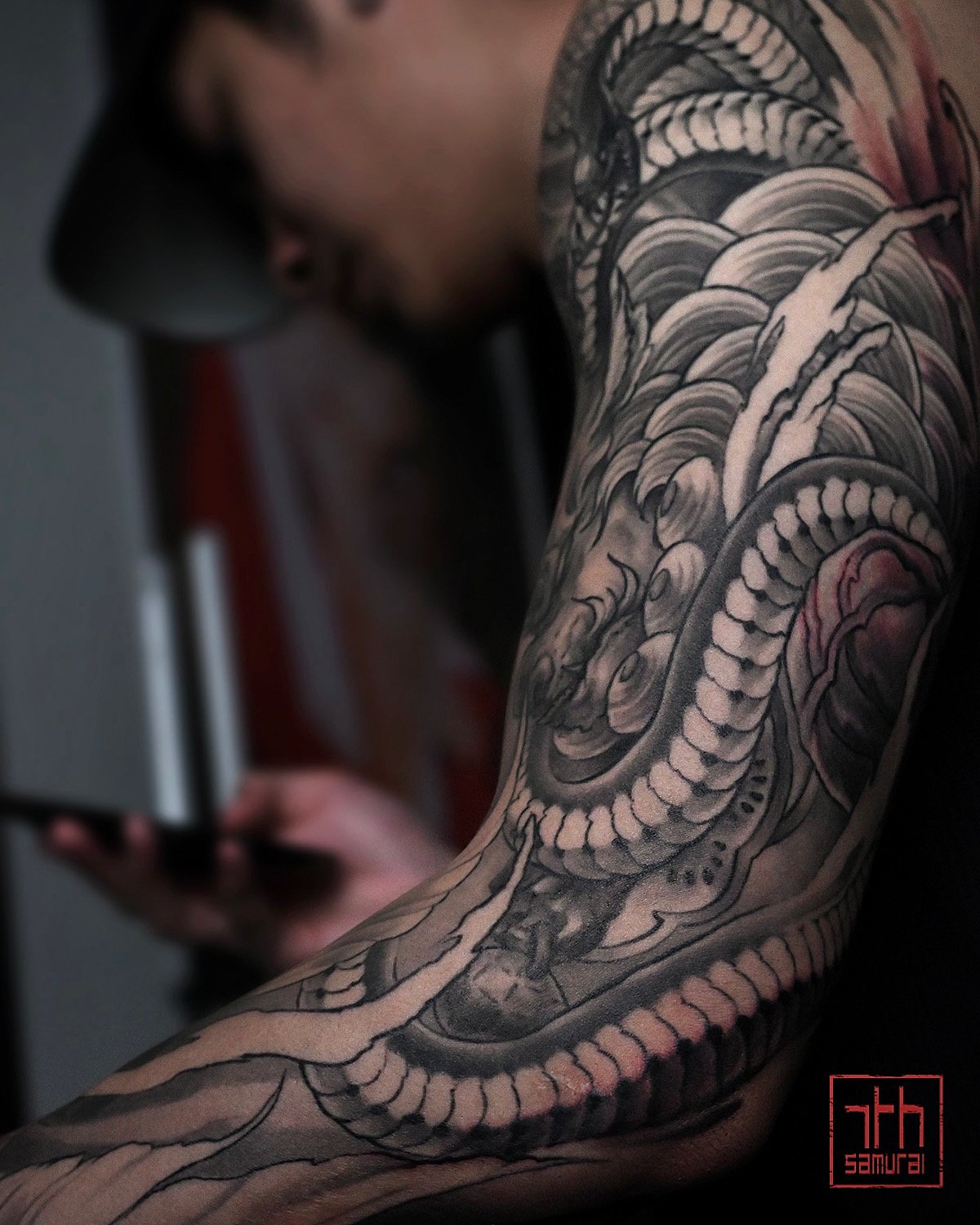 Asian zodiacs: year of Snake fudog   Men's neo japanese asian astrology arm sleeve tattoo  asian artist: Kai 7th Samurai. YEG Edmonton, Alberta, Canada 2023 best 2024 