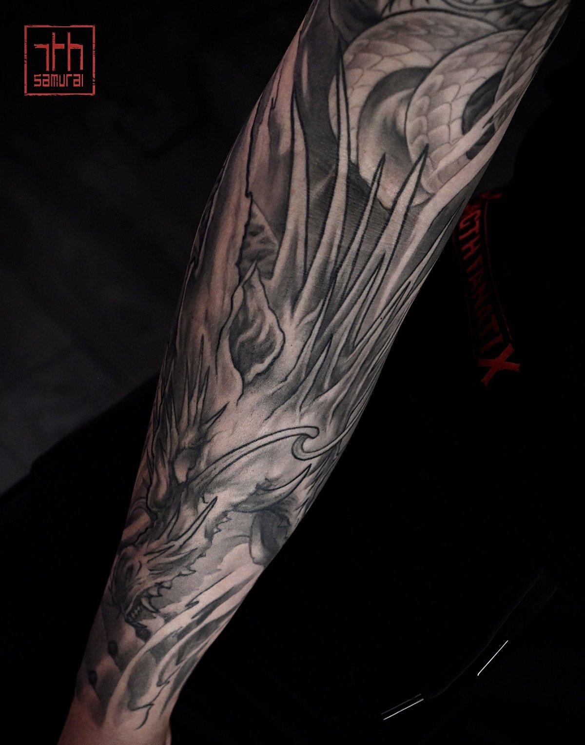 Asian zodiacs year of dragon Men's neo japanese asian astrology arm sleeve tattoo  asian artist: Kai 7th Samurai. YEG Edmonton, Alberta, Canada 2023 best 2024 
