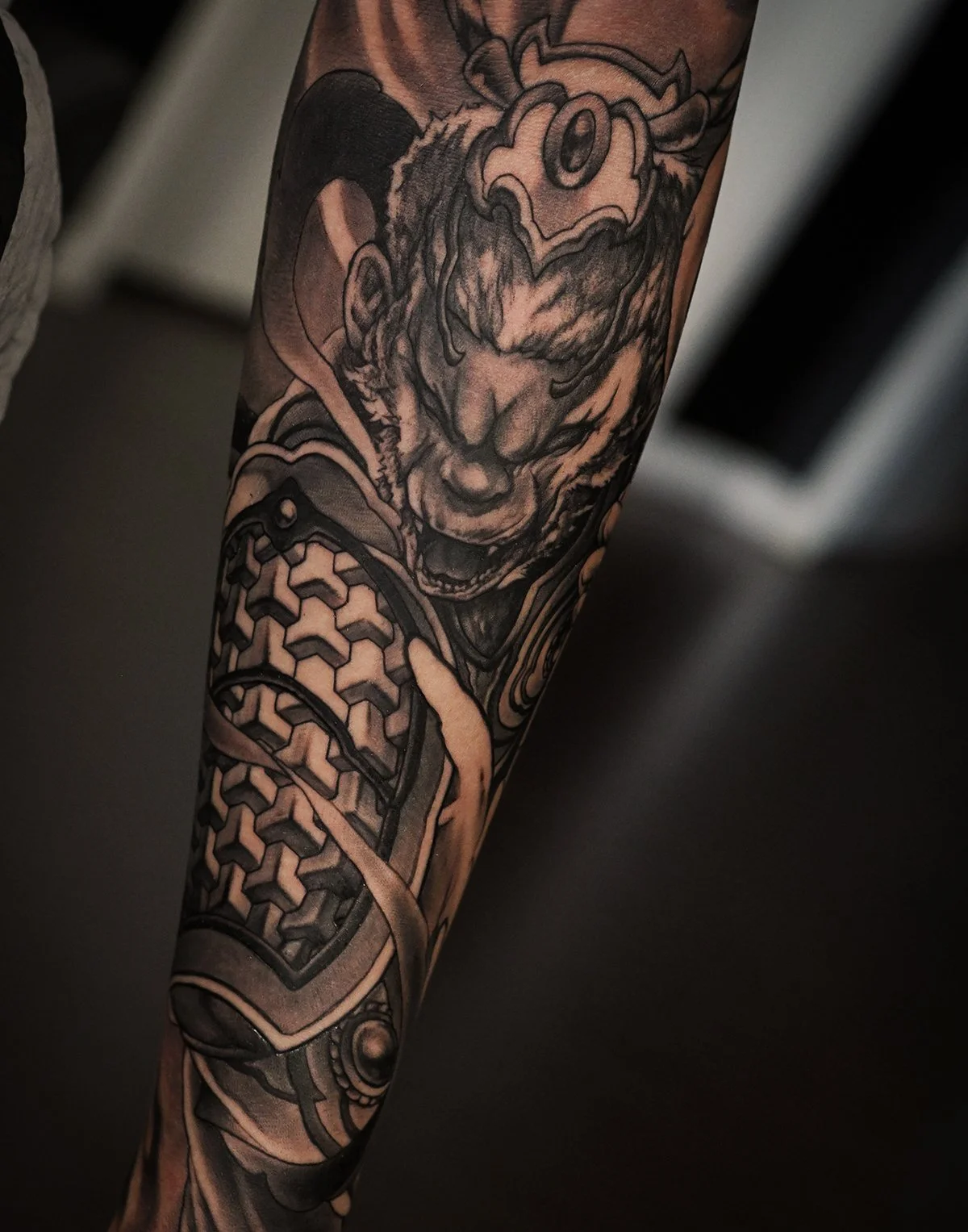 Monkey king sun wukong arm forearm neo chinese tattoo. Kai 7th samurai Edmonton alberta Canada st.albert best 2026 Calgary Vancouver toronto
