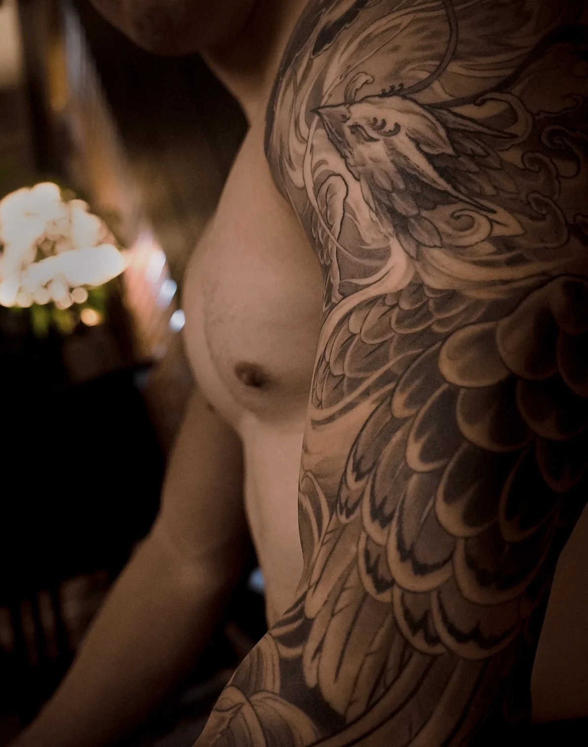 Phoenix neo japanese arm sleeve tattoo. Kai 7th samurai Edmonton alberta Canada st.albert best 2026 Calgary Vancouver Toronto