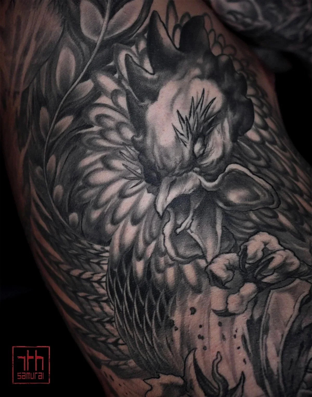 Rooster tari battle  Men's neo japanese side rib to back cock fight tattoo  asian artist: Kai 7th Samurai. YEG Edmonton, Alberta, Canada 2023 best 2024 
