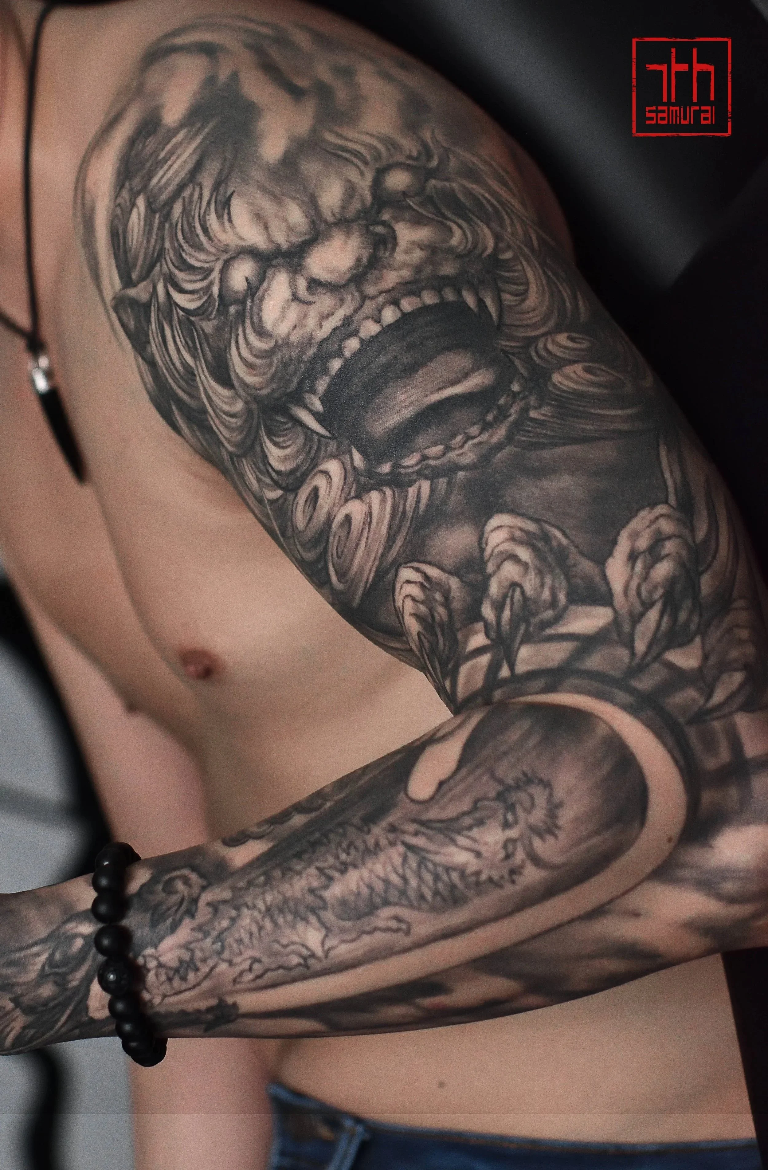 fudog foodog asian arm sleeve kai 7th samurai 2021 tattoo