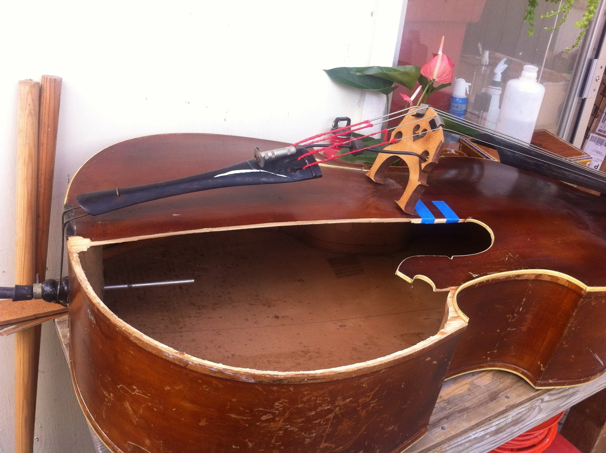 Wonderful old German Upright Bass before... 