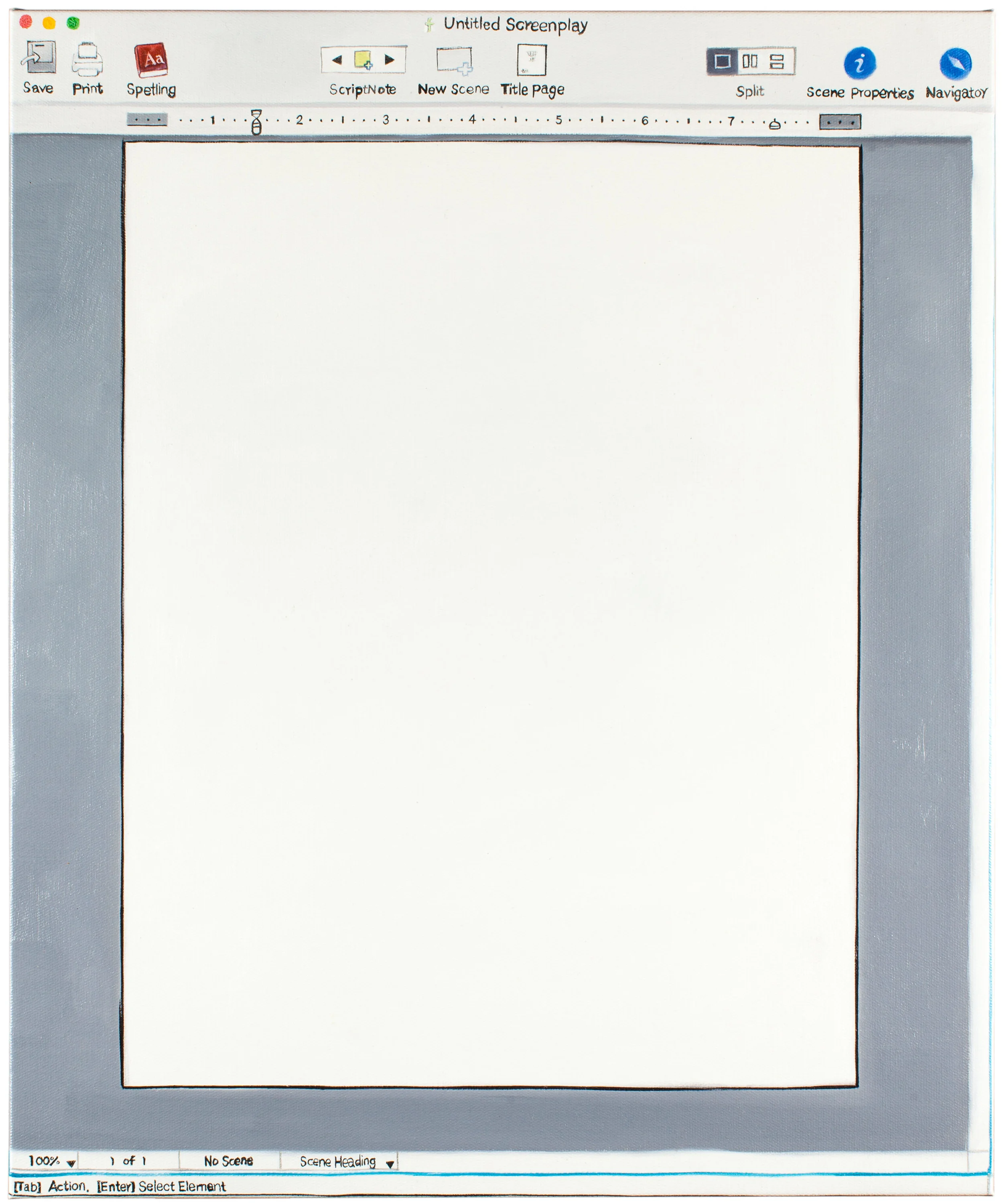 David OReilly Untitled Final Draft Screenplay Oil on Canvas 20 x 24 inches