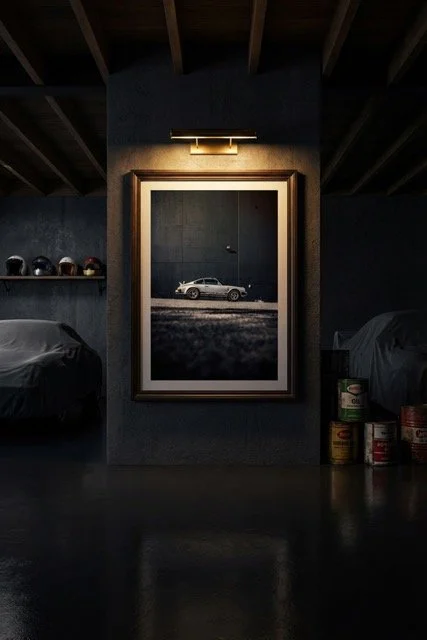 fine art print of a Porsche on a wall from kai hartmann photographer print shop