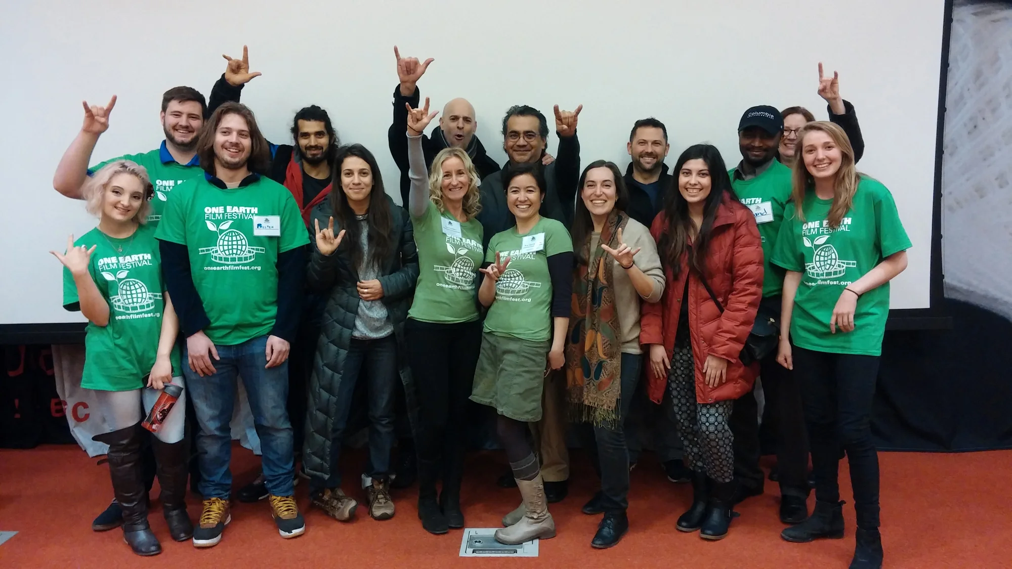 Students from Columbia College gather with One Earth Film Fest leaders at a previous screening.