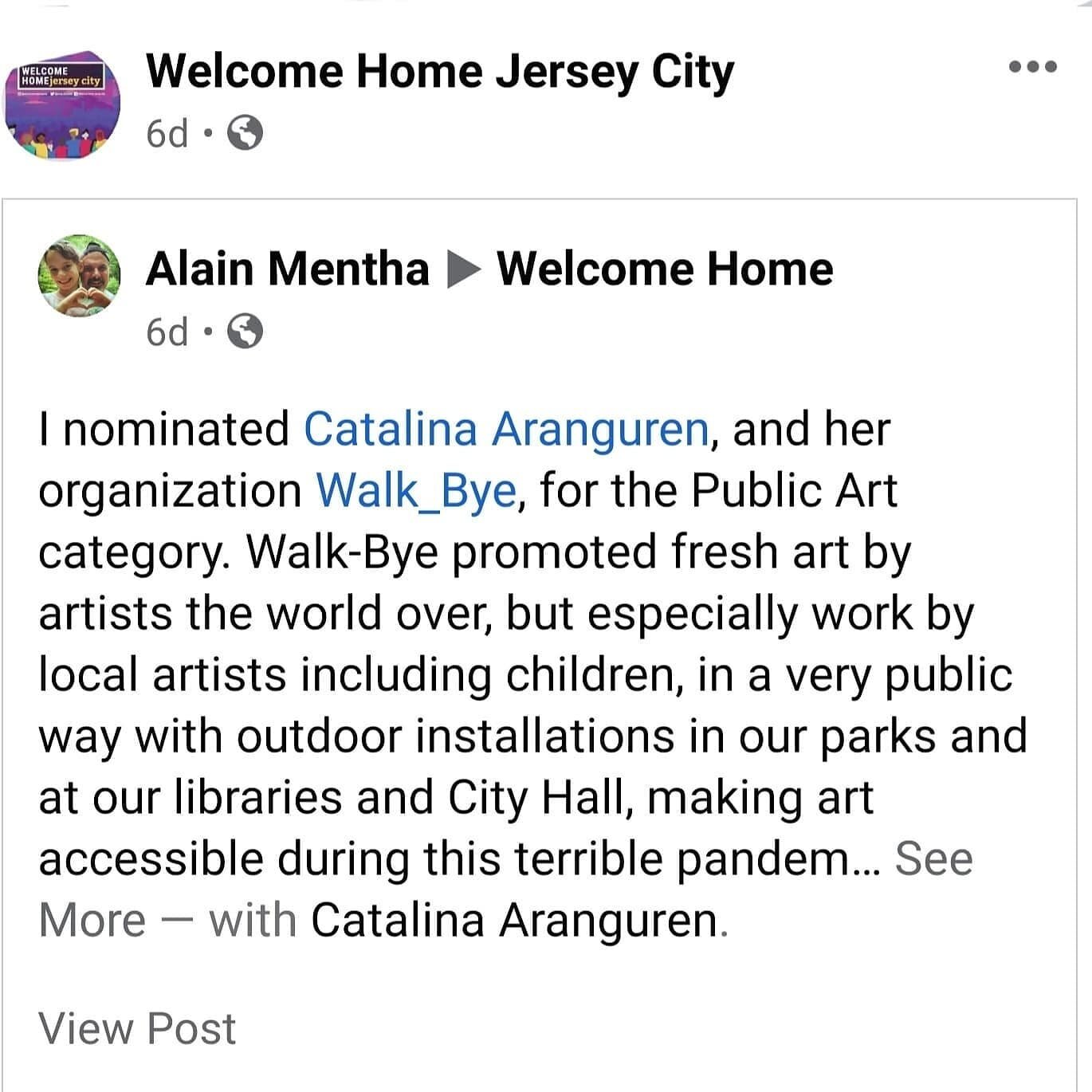 Community is a key word for me: We all do better when we all do better. I love being a part of the @welcomehomejerseycity community and I am honored and humbled that they nominated me for an award amongst other #jerseycityartists

#Repost @jerseycity