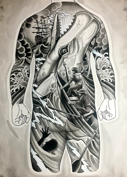 moby dick back piece design prep