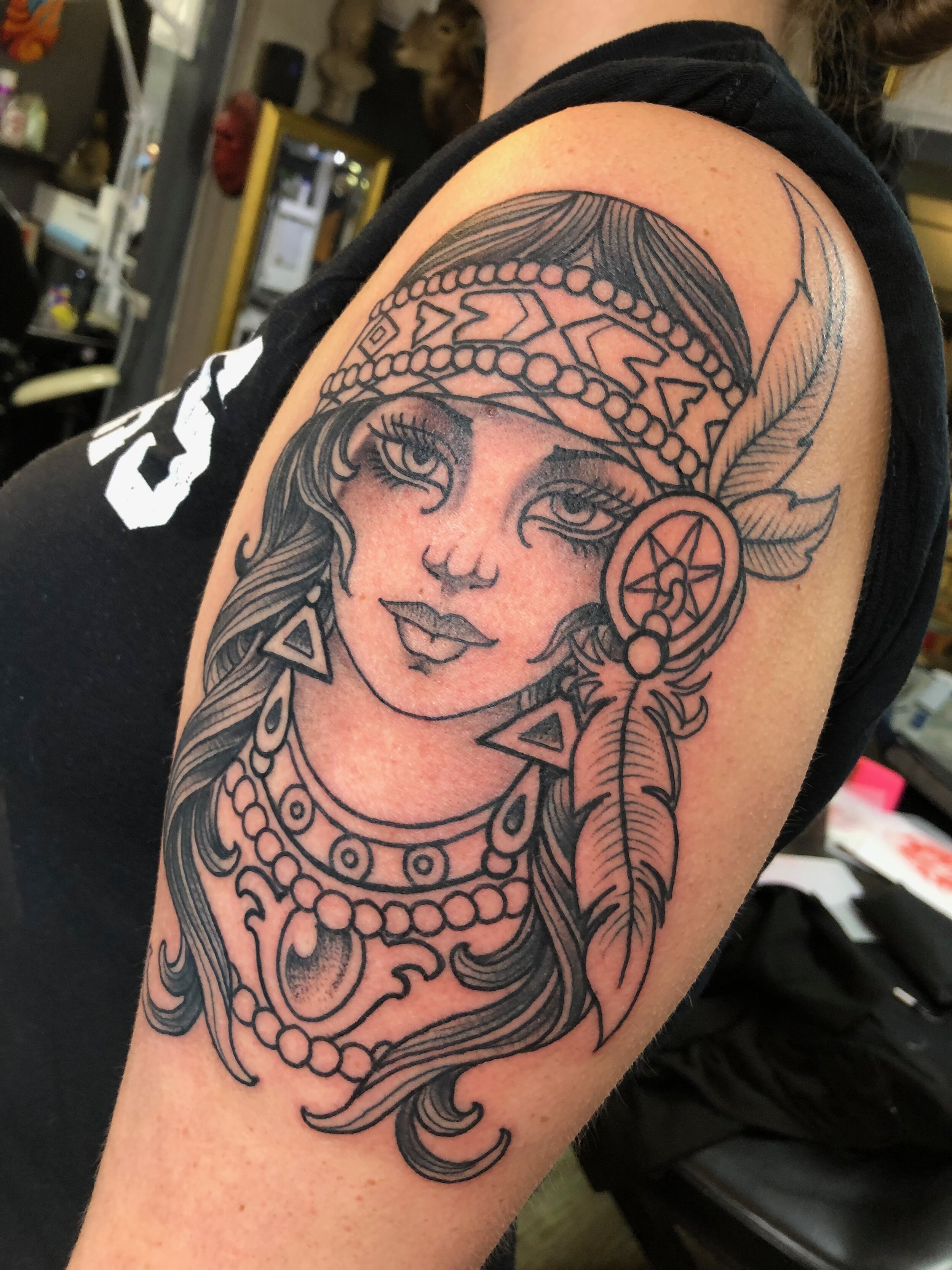 native american princess  Woman Tattoos  Last Sparrow Tattoo