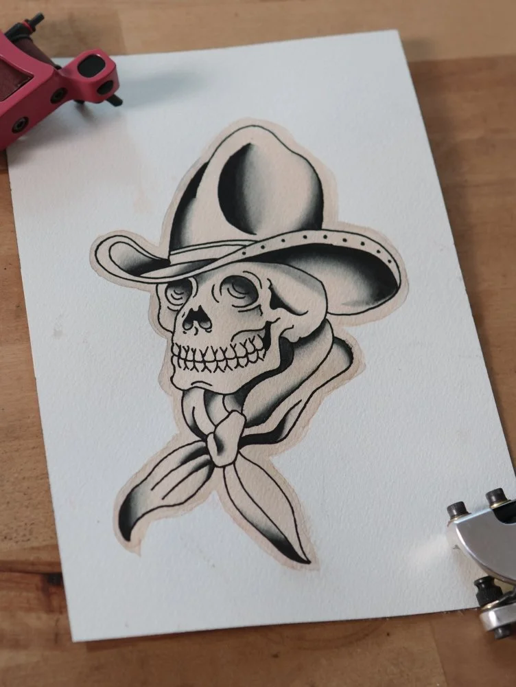 crazy sal tattoo flash design 