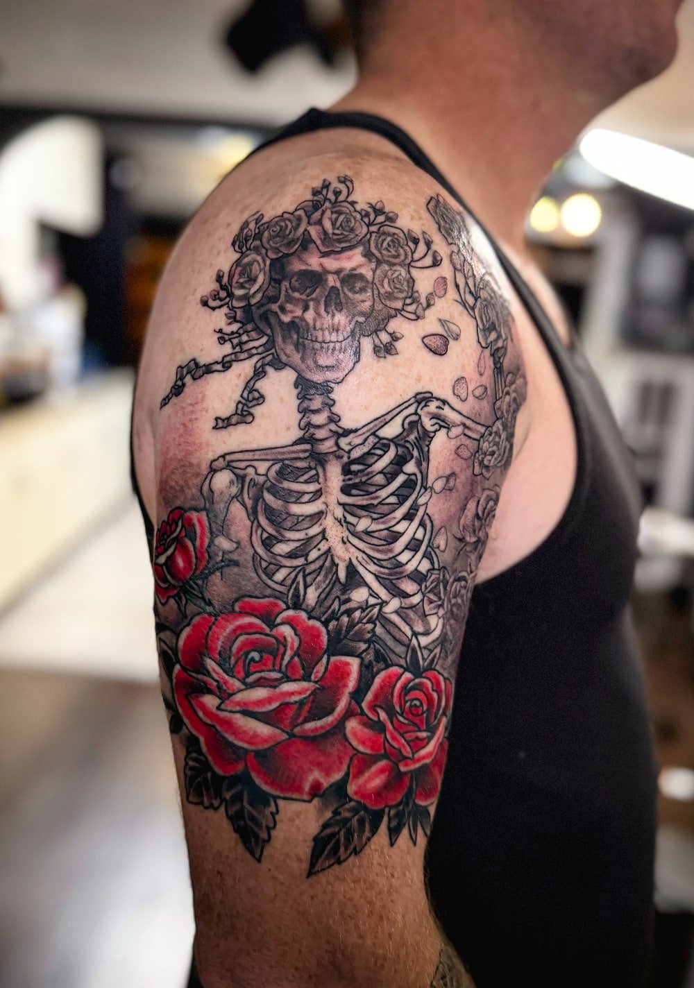 black and grey grateful dead tattoo 