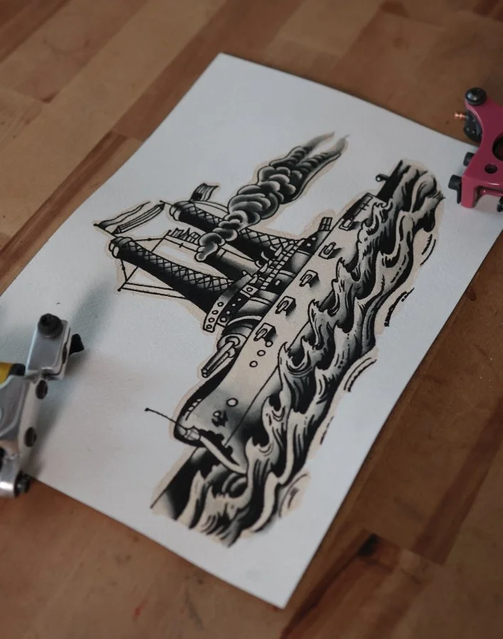 percery waters battleship tattoo flash 
