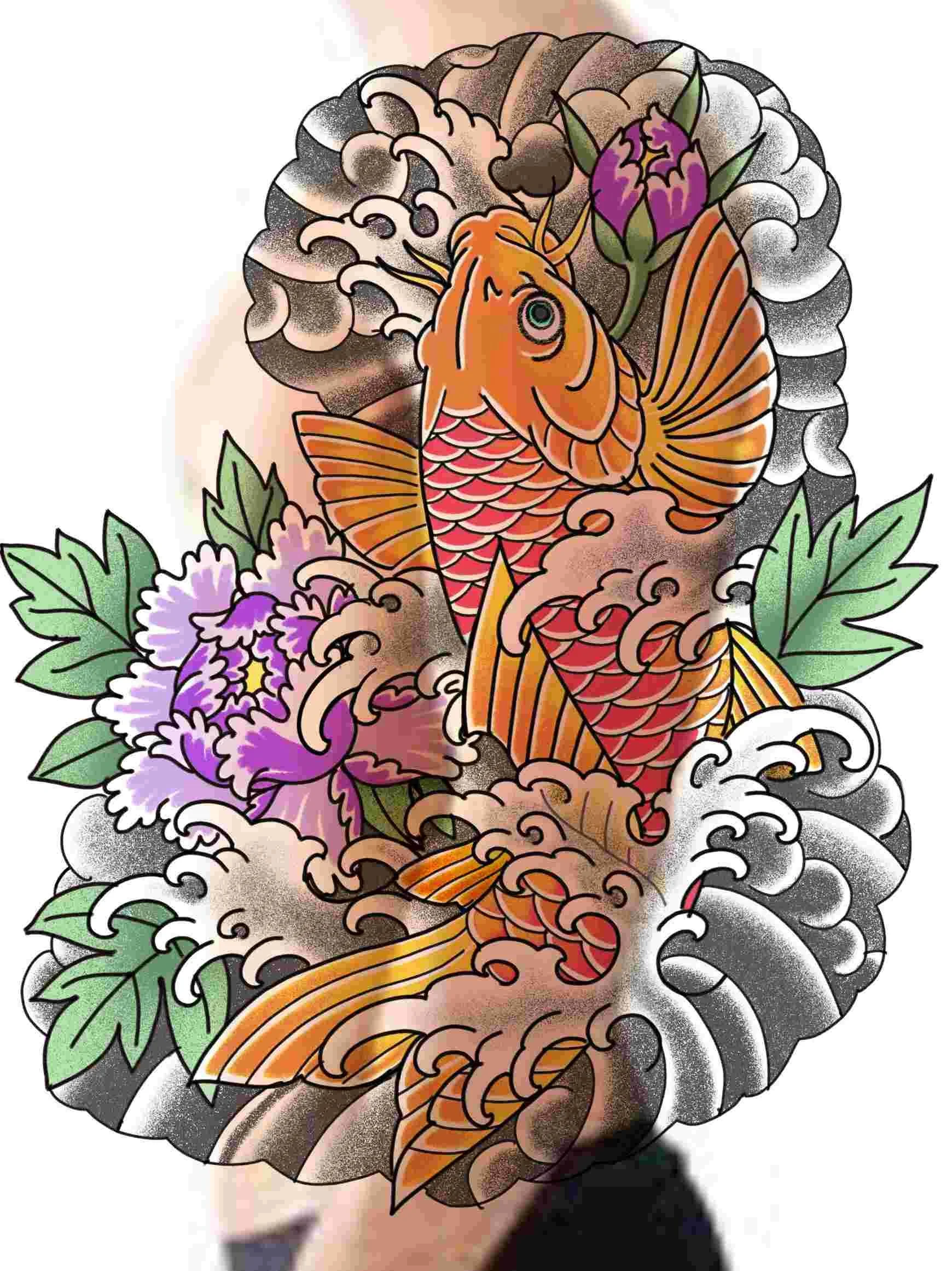 japanese koi fish sleeve mock upp design 