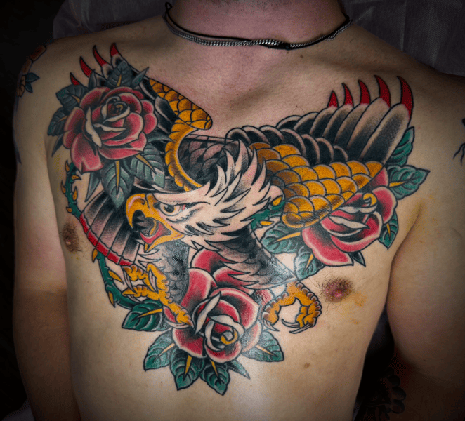 chest eagle traditional eagle tattoo 