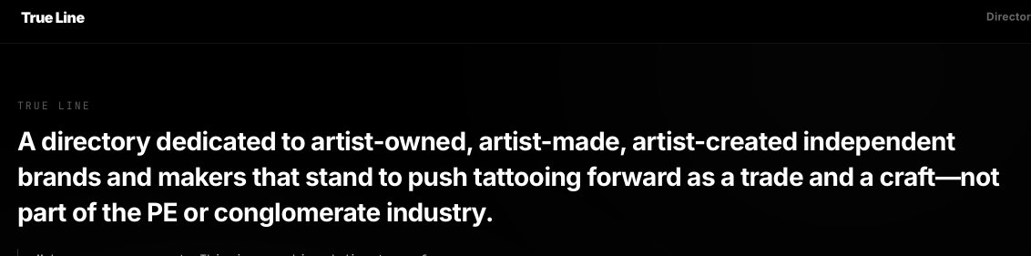 TrueLine Tattoo directory of tattooer owned tattoo supplies