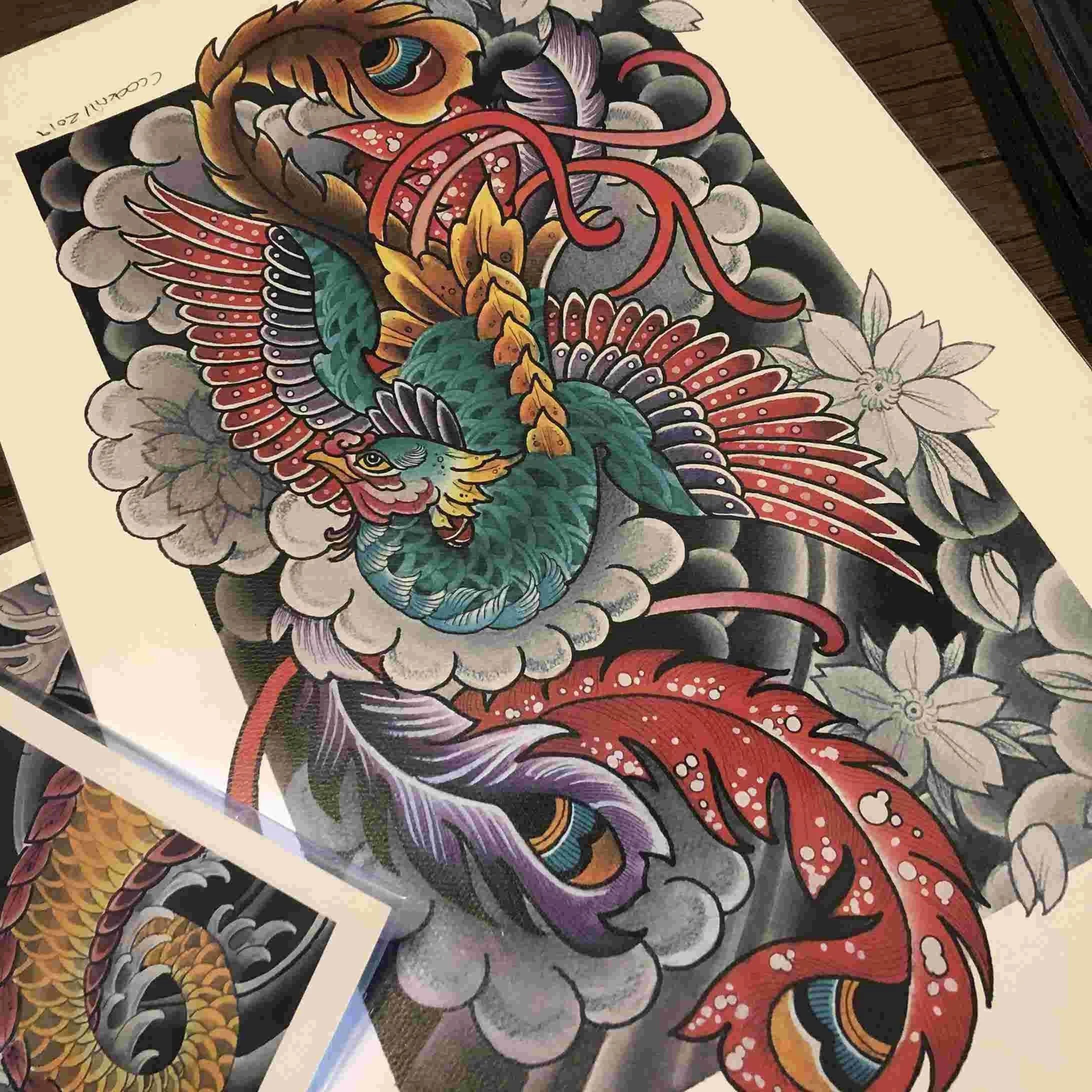Japanese Phoenix Tattoo design made in San Diego 