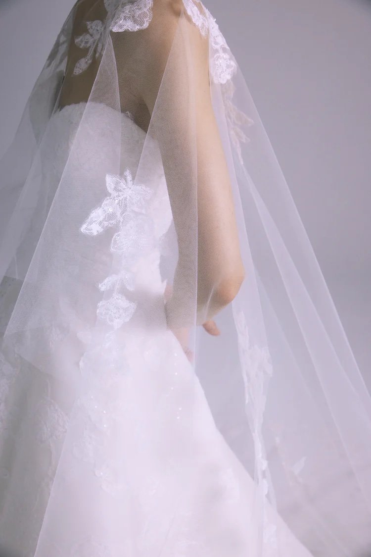 Floral Appliques Bridal Trend: Amasse 'Ivory' Veil