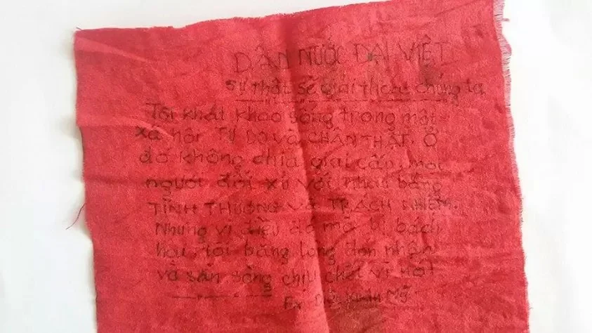 Diệu's letter that was snuck out of his prison cell. (Photo courtesy: Loa)