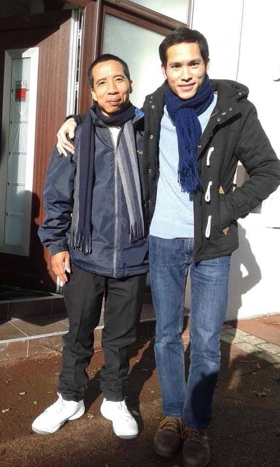 Đặng Xuân Diệu (left) with his nephew after his arrival in Paris. (Photo courtesy: Trương Minh Tam / Facebook)