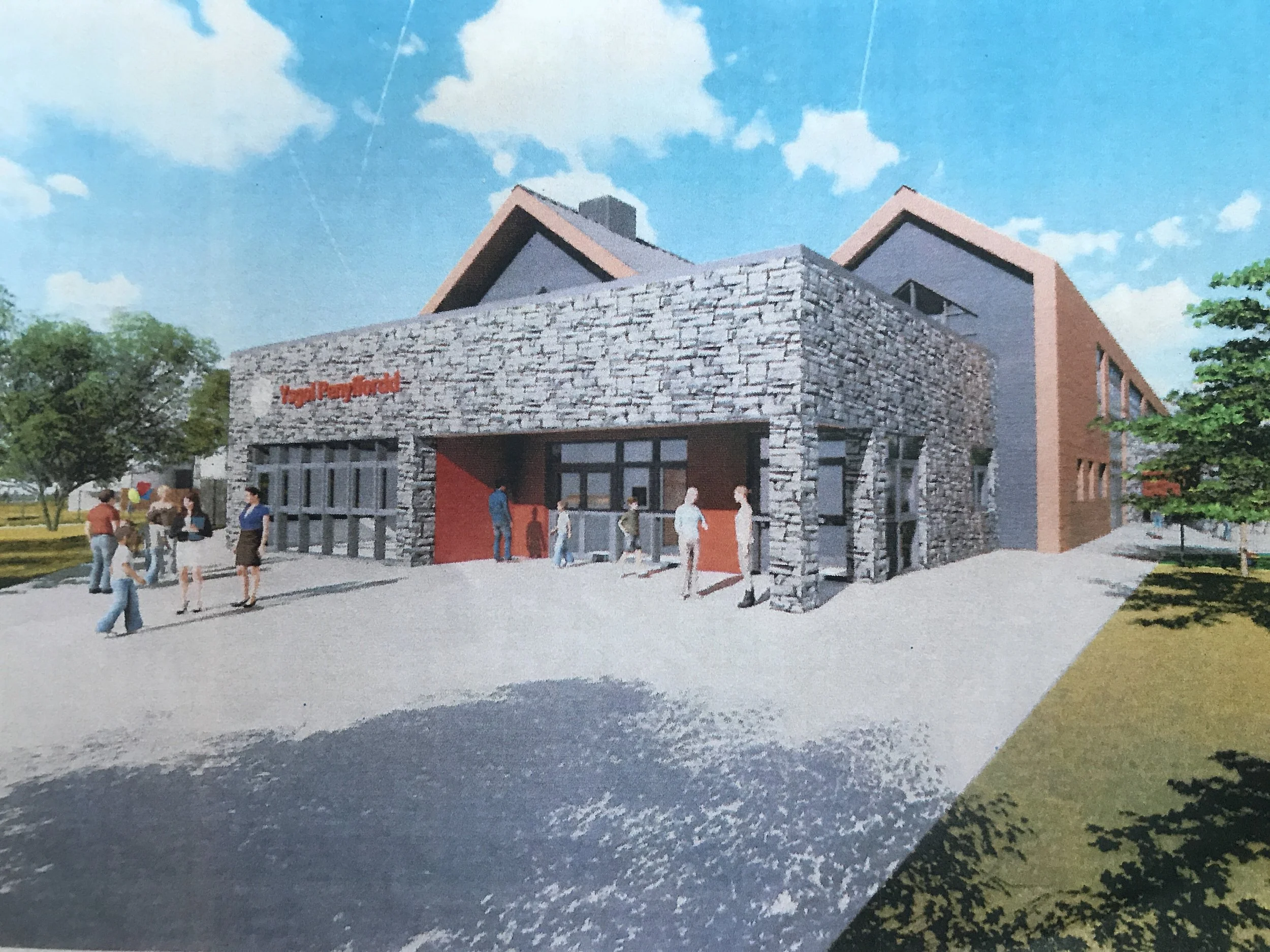The front entrance of the school