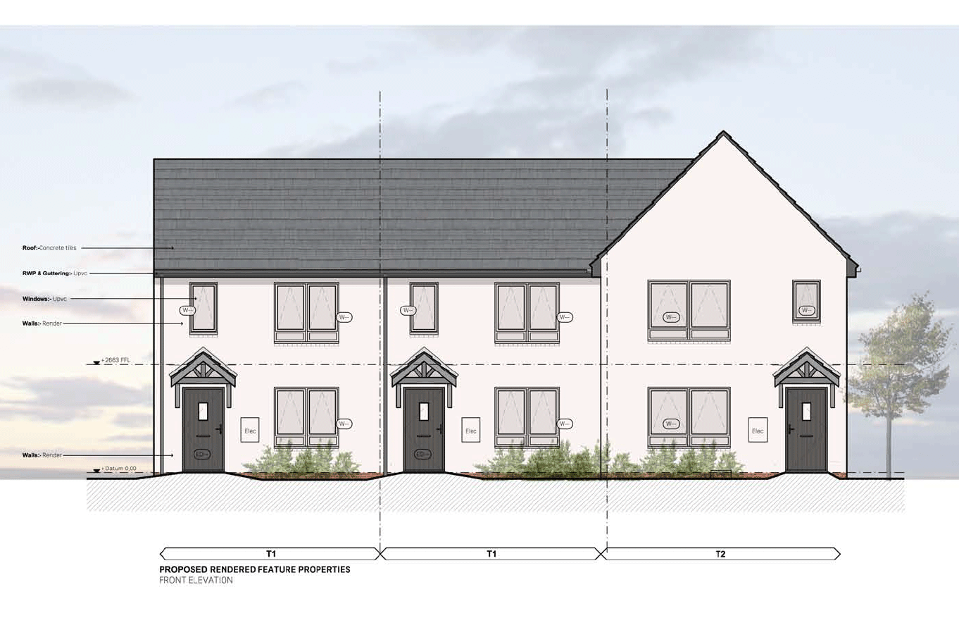 Designs of the feature properties which would 'face' Chester Road