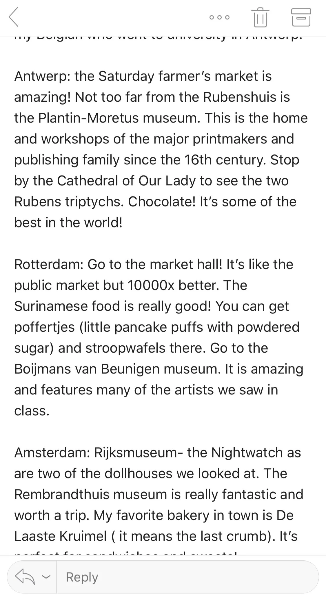  my art history professor recommending all her favorite places after knowing i was going to europe haha 