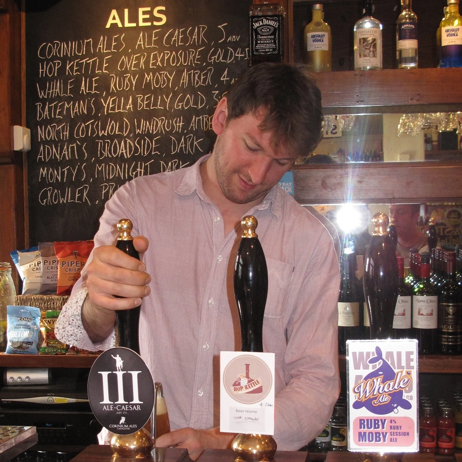 Ali pulls our first pint of Ale Caesar IPA in 2013 at the Marlborough Arms