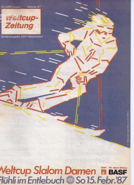 Das Plakat für das bisher einzige alpine Weltcuprennen in der Zentralschweiz gestaltet vom bekannten Willisauer Künstler Knox Troxler. 