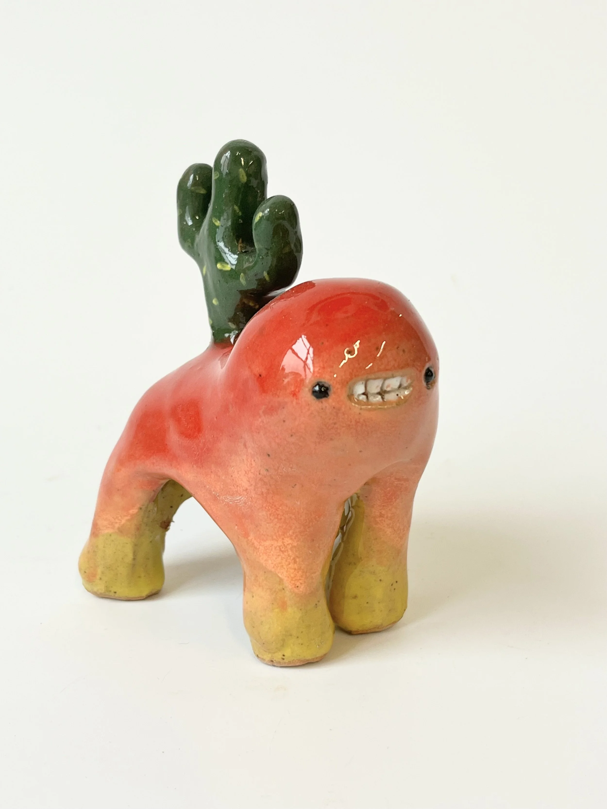 Mini Teethie, In delicious Tequila Sunrise colours, with a cactus on its back