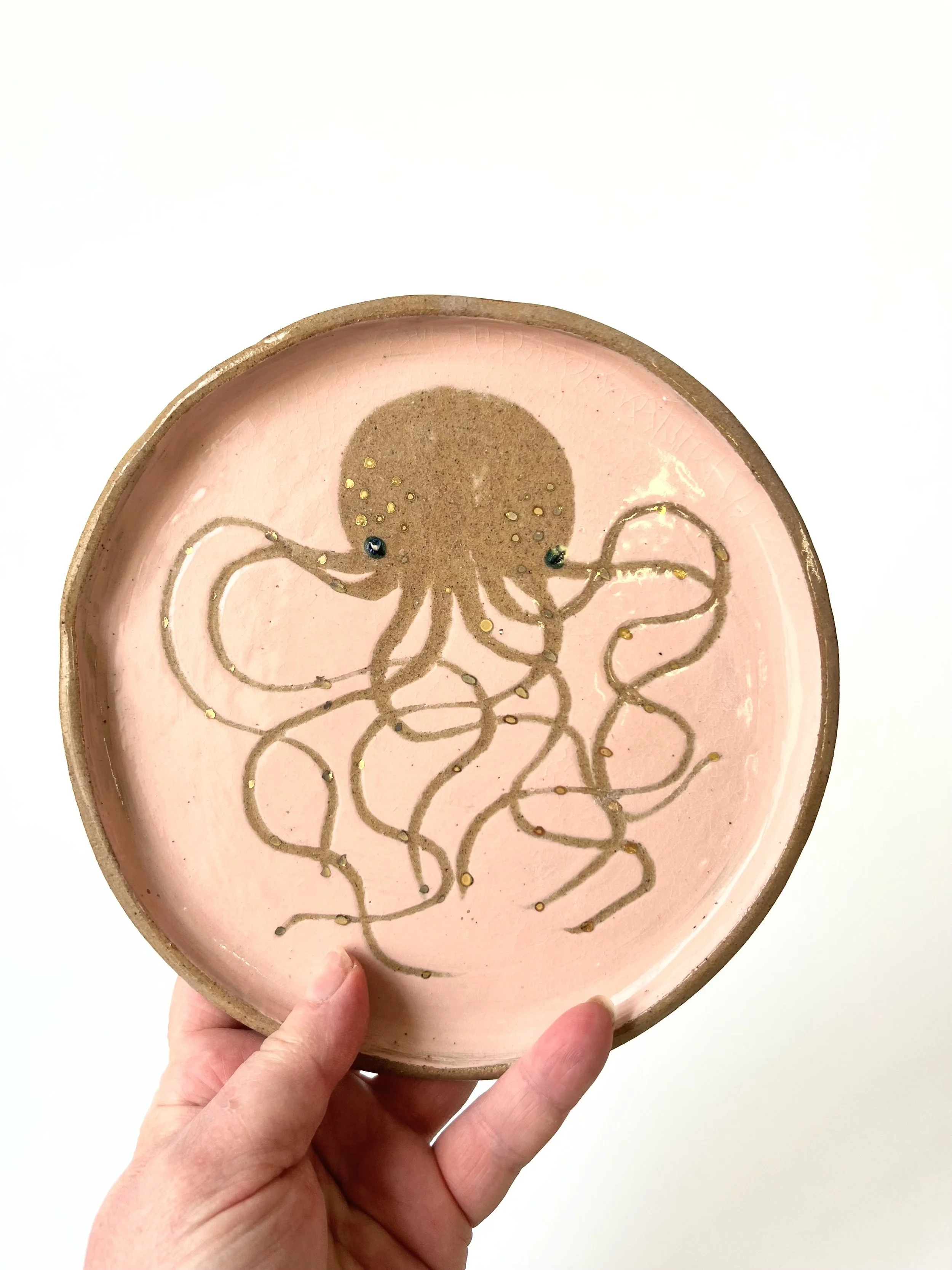 hand-painted octopus plate