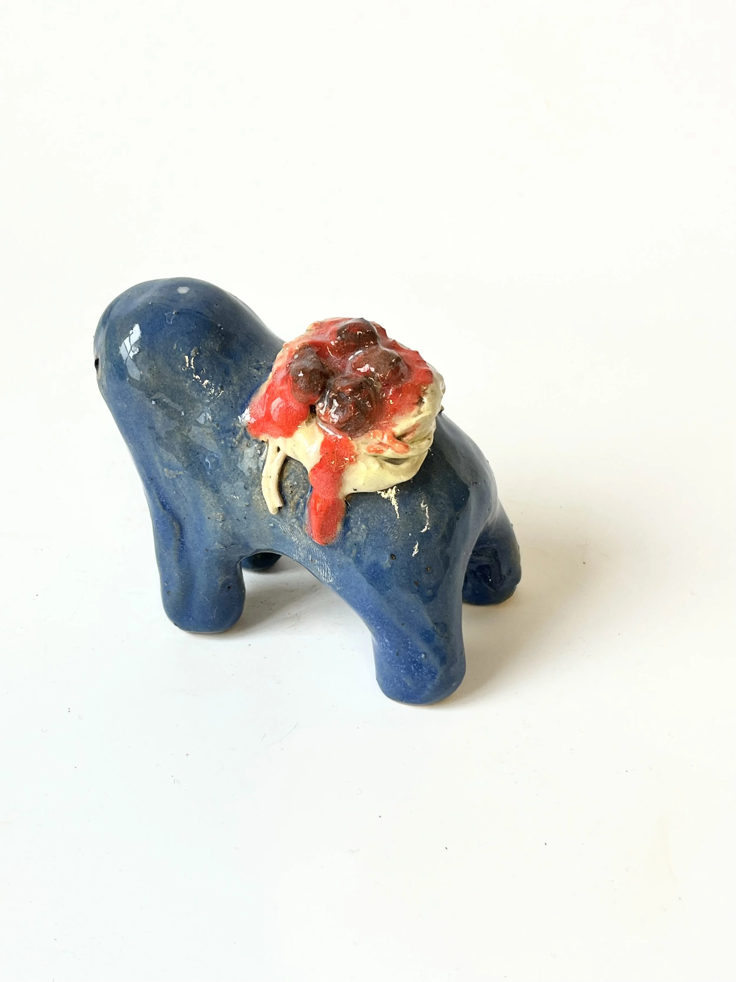 Mini Teethie, with some delicious spaghetti bolognese on its back