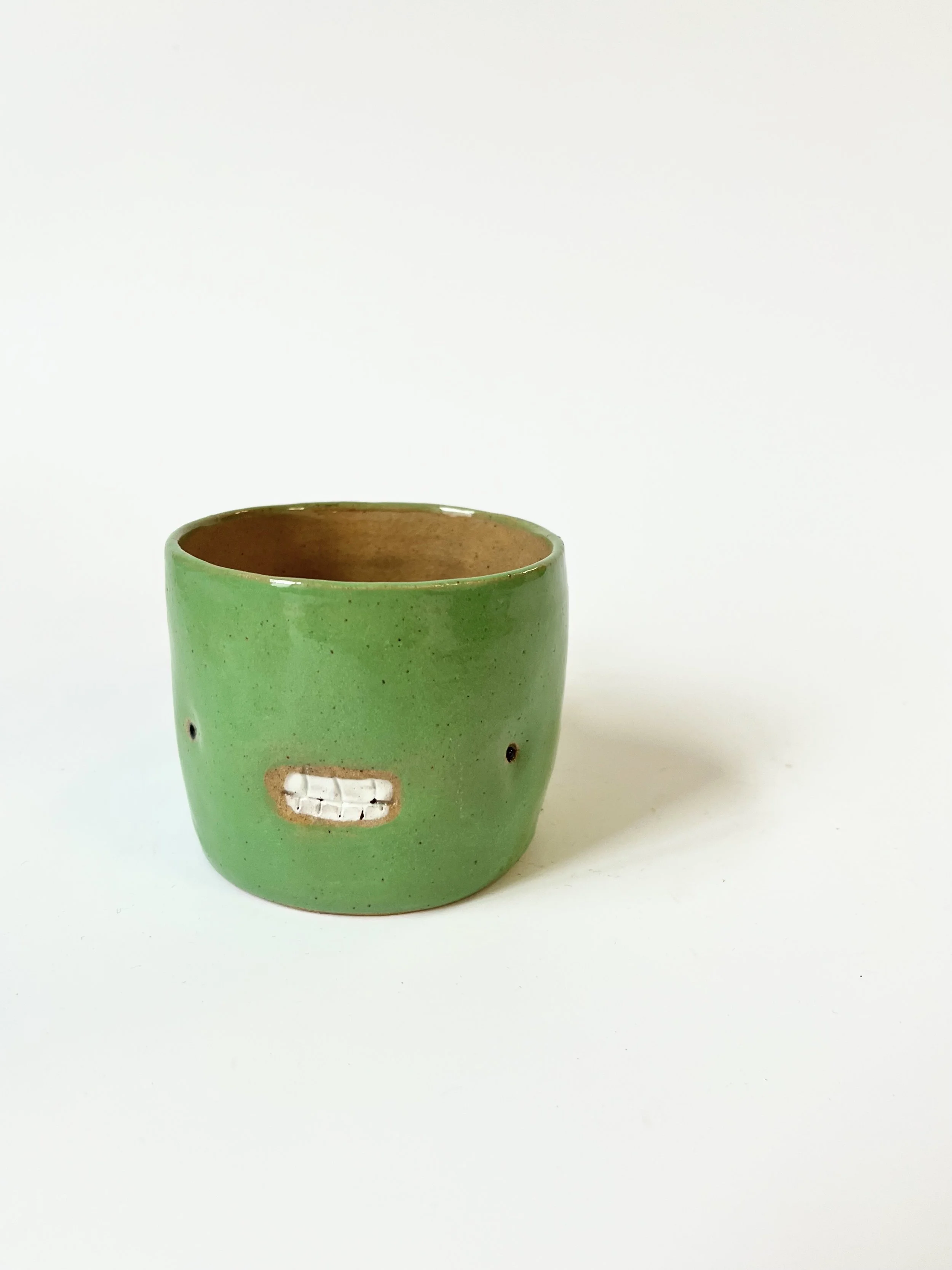 Sap green teethie cup, hand-built stoneware cup