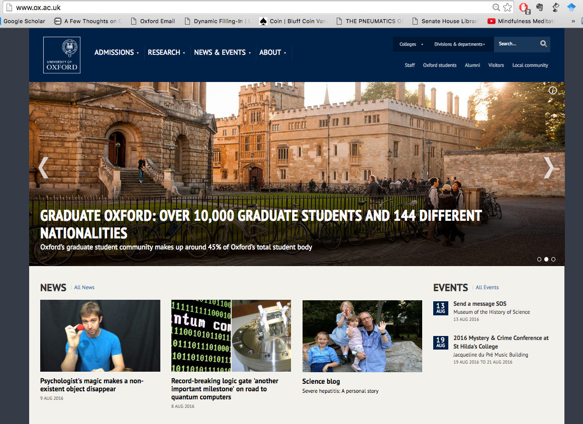 Our publication featured on the front page of Oxford University's website