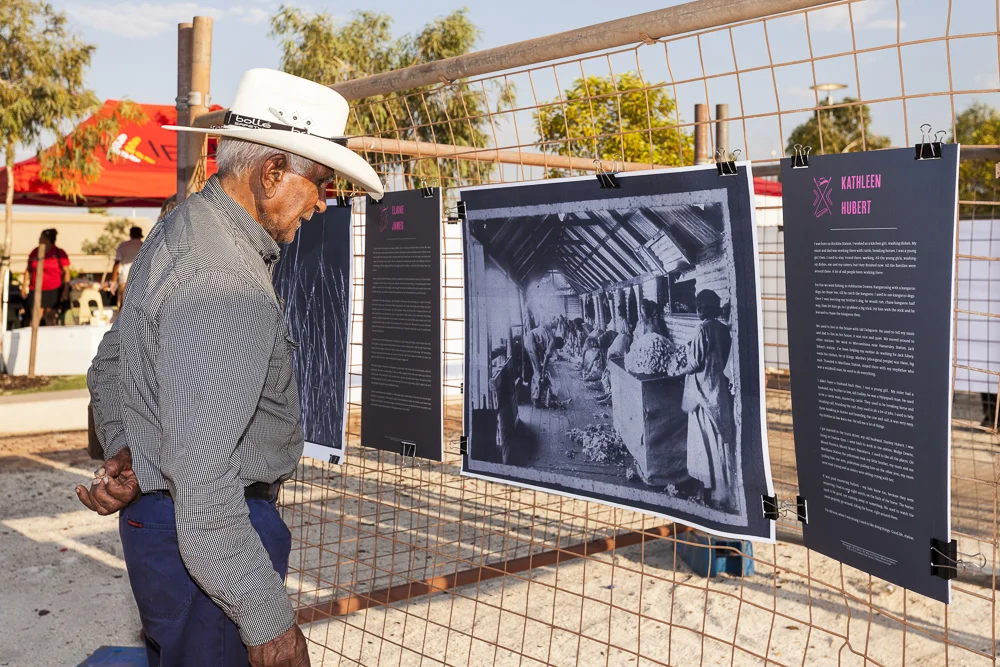 Audience member viewing the temporary exhibition, photograph by Sharmila Wood 