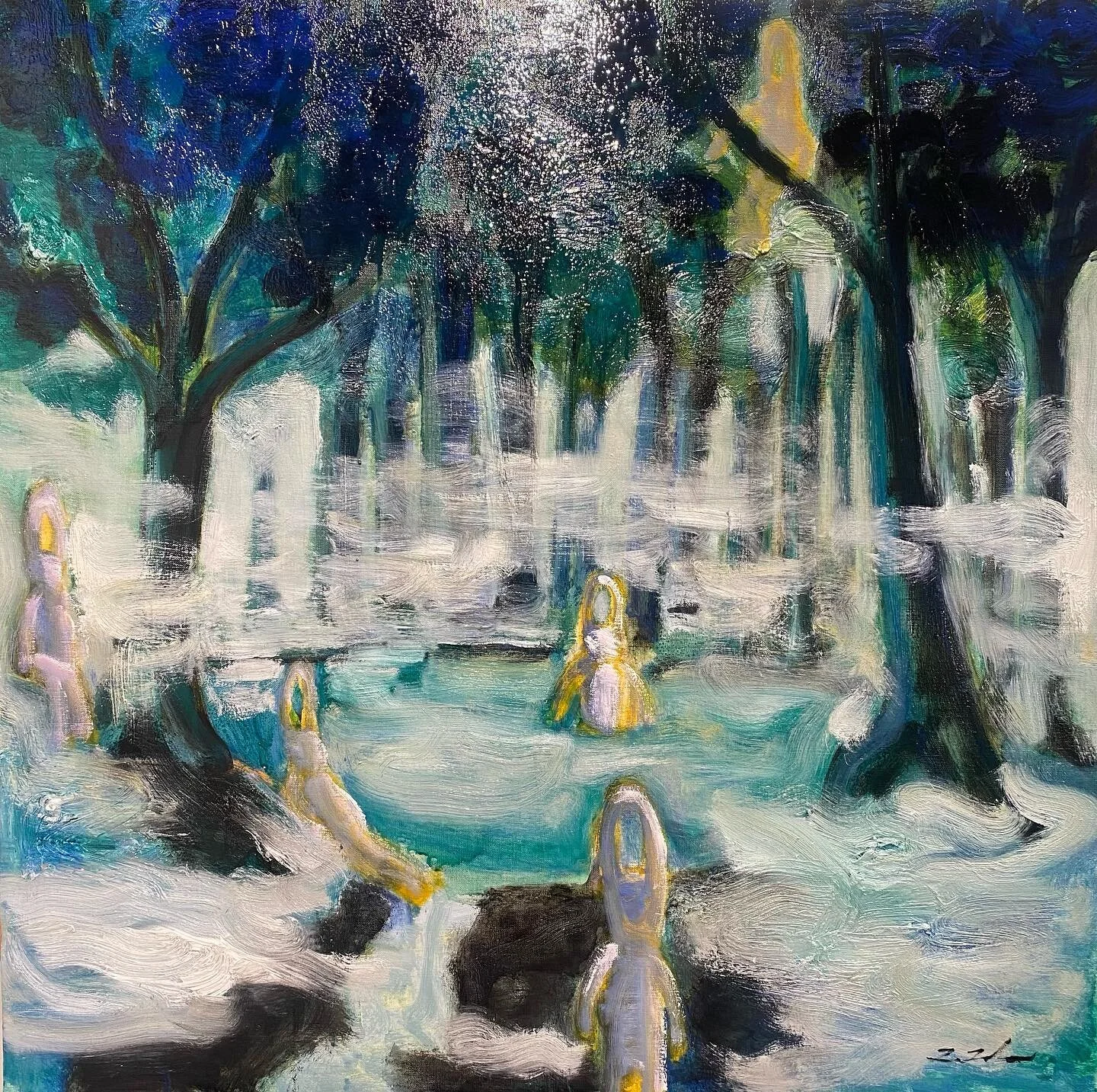 納品予定の絵　完成
91&times;91cm
Oil on canvas.

今月来月と納品予定が15枚ほどあります。あないそがし。