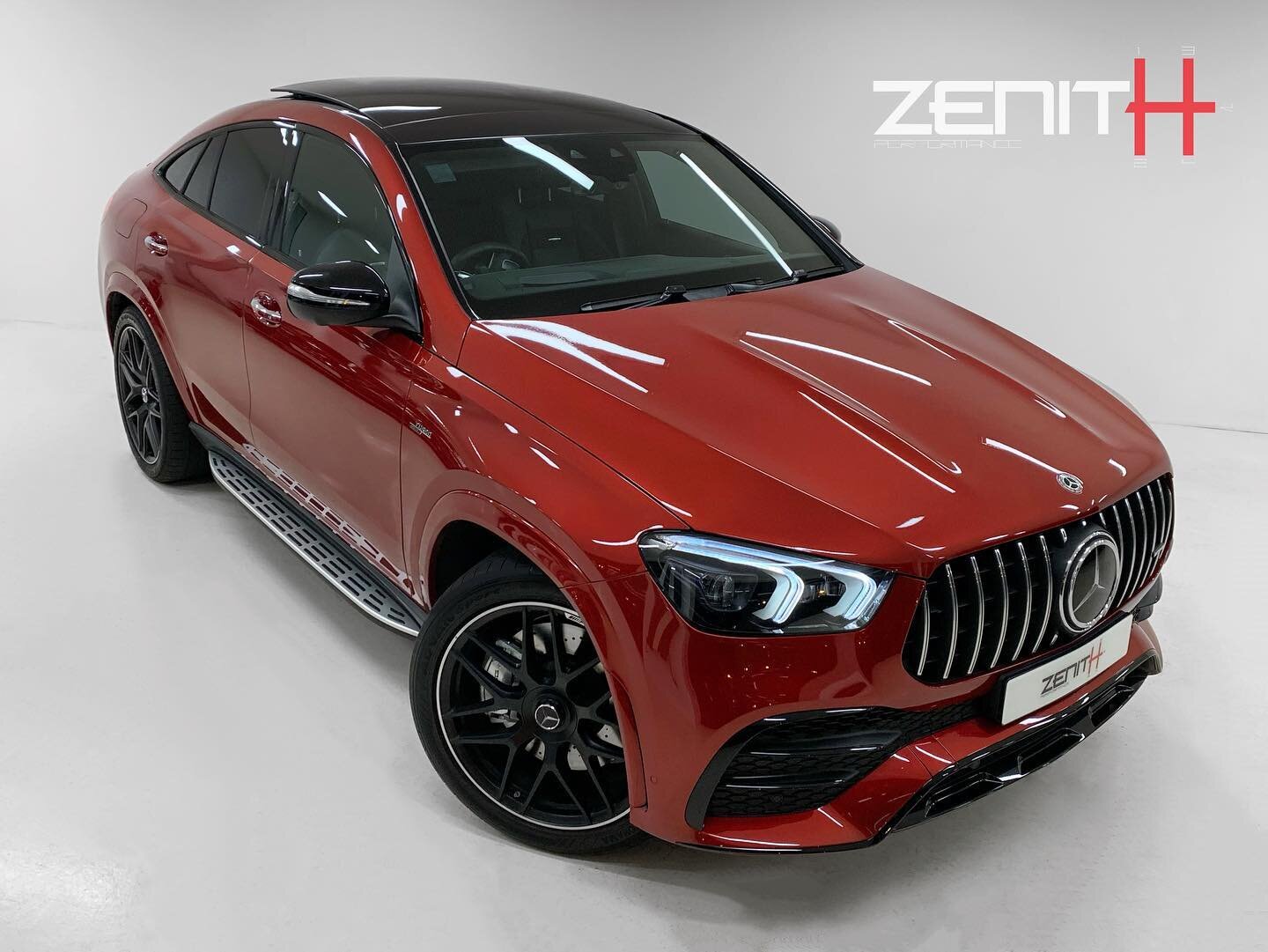 2021 GLE53 AMG Coup&eacute; 
Finished in a regal Hyacinth Red from the Mercedes-Benz Designo palette. Factory fitted deployable tow bar for trailering in style.