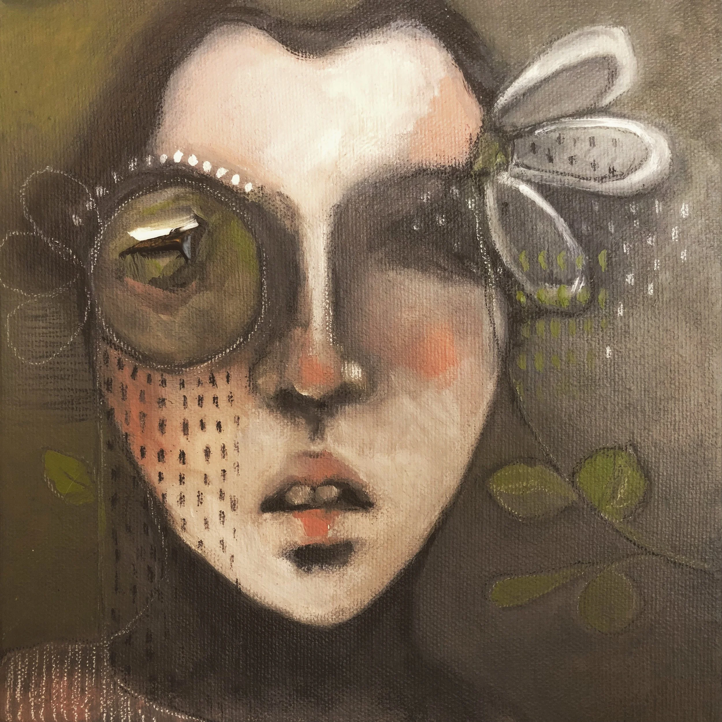 Palette - Venetian Rose, Olive Green, Warm Grey, Process Black, Titanium White.