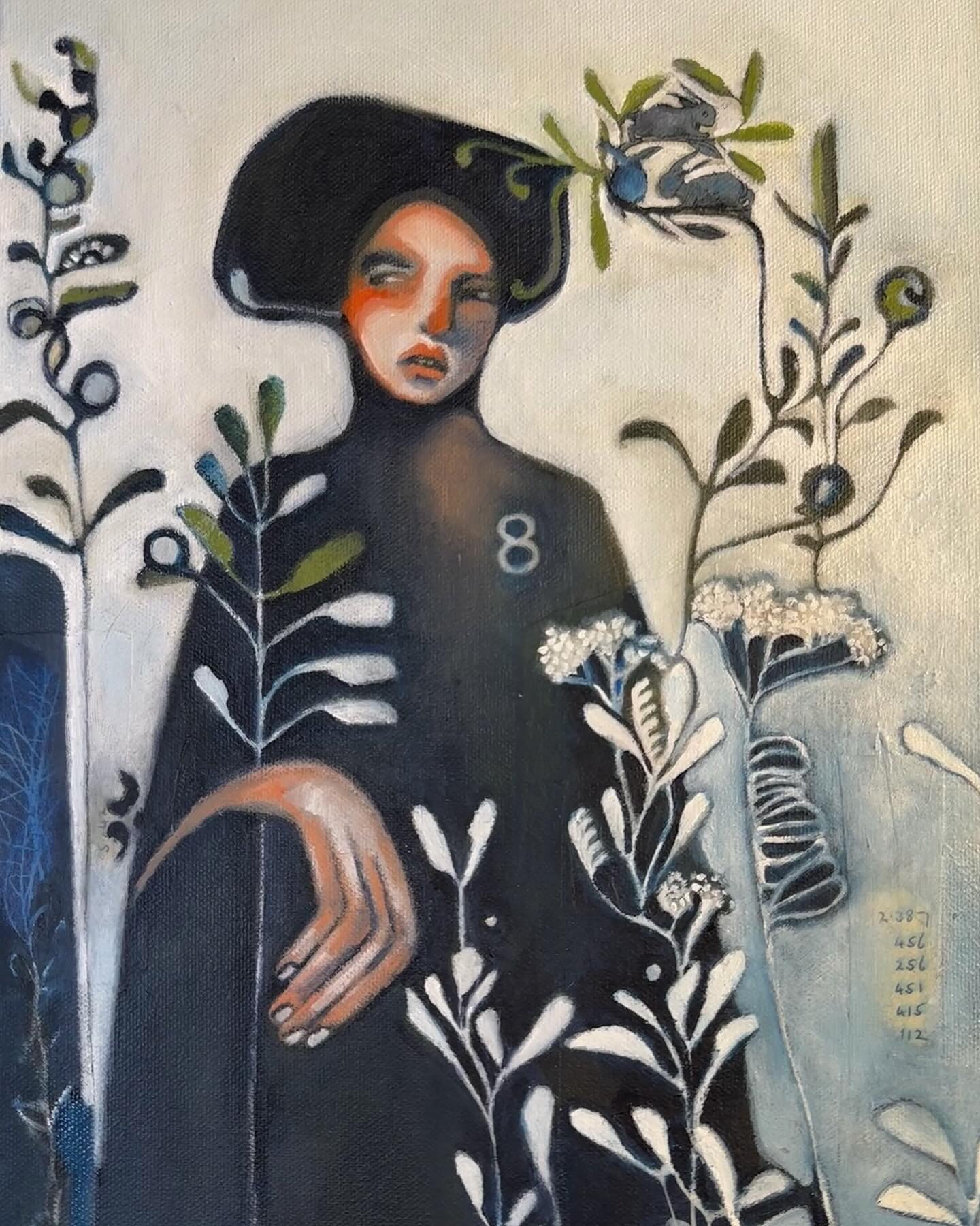 SOLD I have been painting and have lots of works in progress but I have been slow to finish and even slower to share about them.  I have, however,  finally finished this stretched canvas mixed media painting.  The details took forever but I absolutel