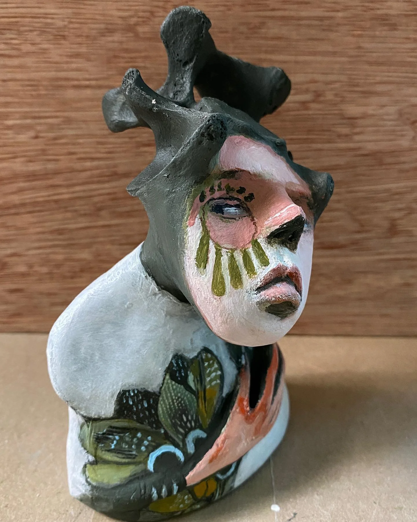 SOLD The Catcher of Dreams&hellip; 

There is an old soul wisdom feel to this little being.

I started with a SealBone Vertabrae that I gained from Annie Hamman&rsquo;s basket when I visited her last year and I stood whilst making this little one. Sh