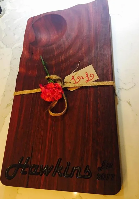 Jarrah Edge Ripple with personalised text for a wedding gift