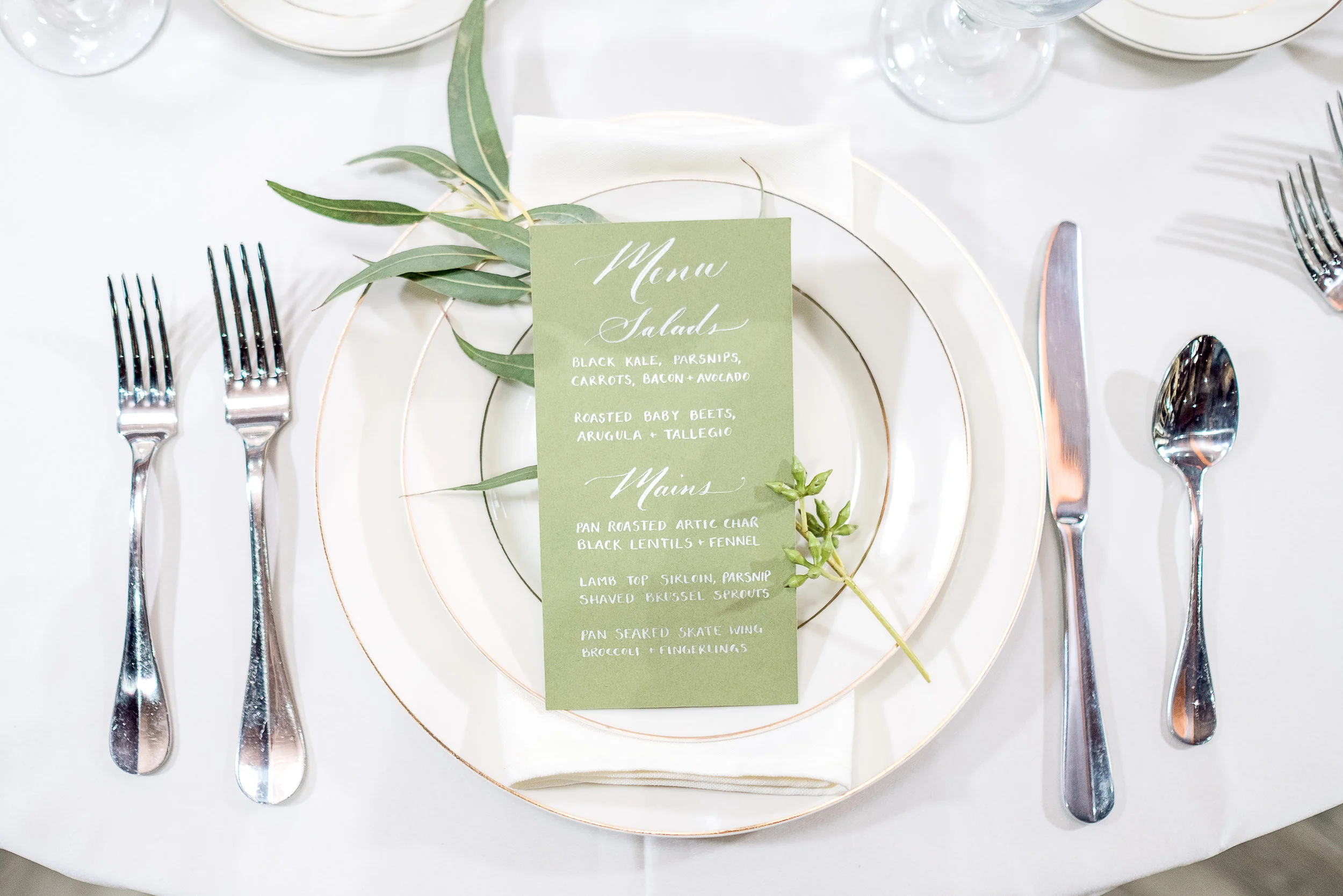 Menu by La Lettera Calligraphy NYC for Exquisite Event Planners Co. Photographed by Caitlin's Living Photography. 2017