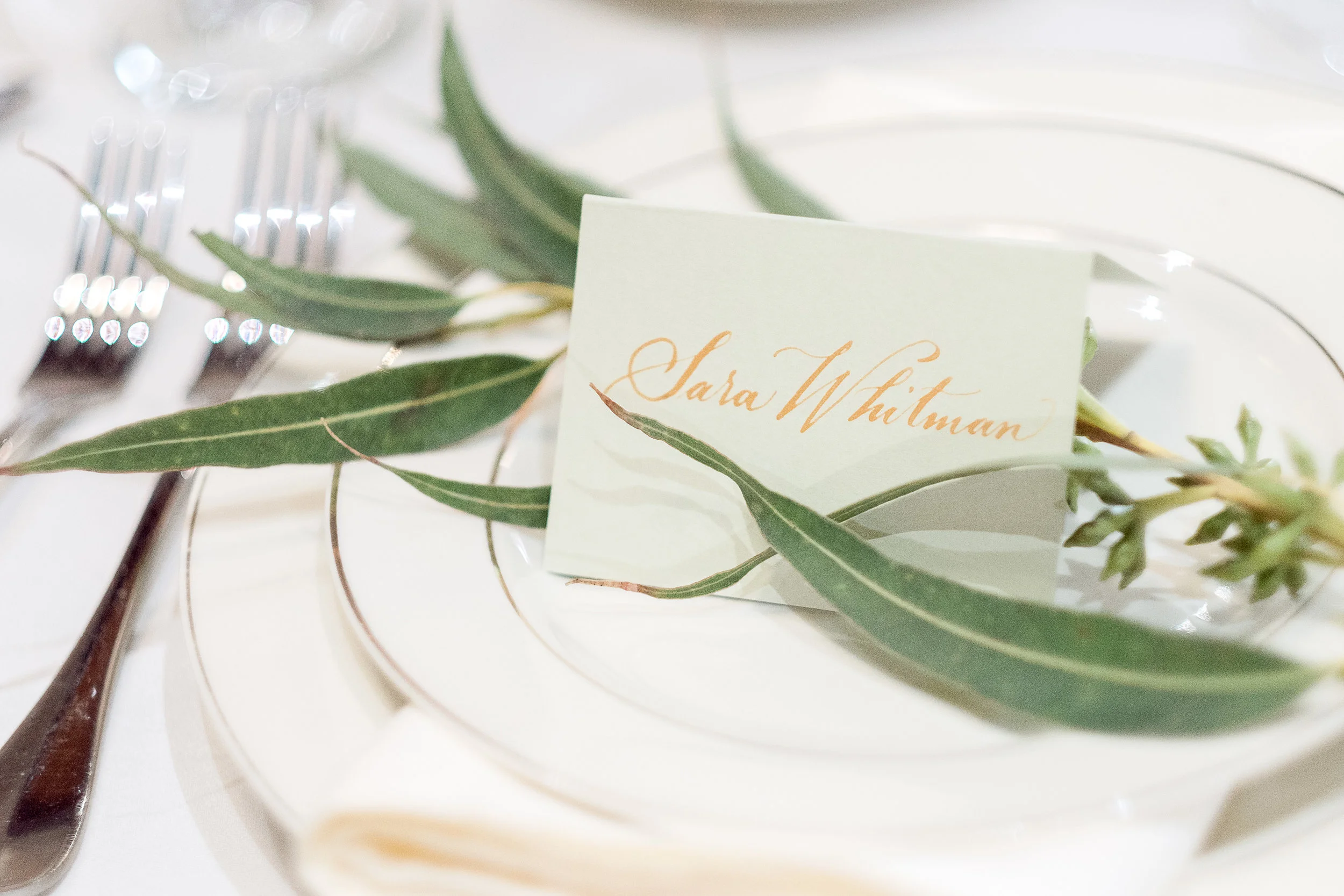 Place card by La Lettera Calligraphy NYC for Exquisite Event Planners Co. Photographed by Caitlin's Living Photography. 2017