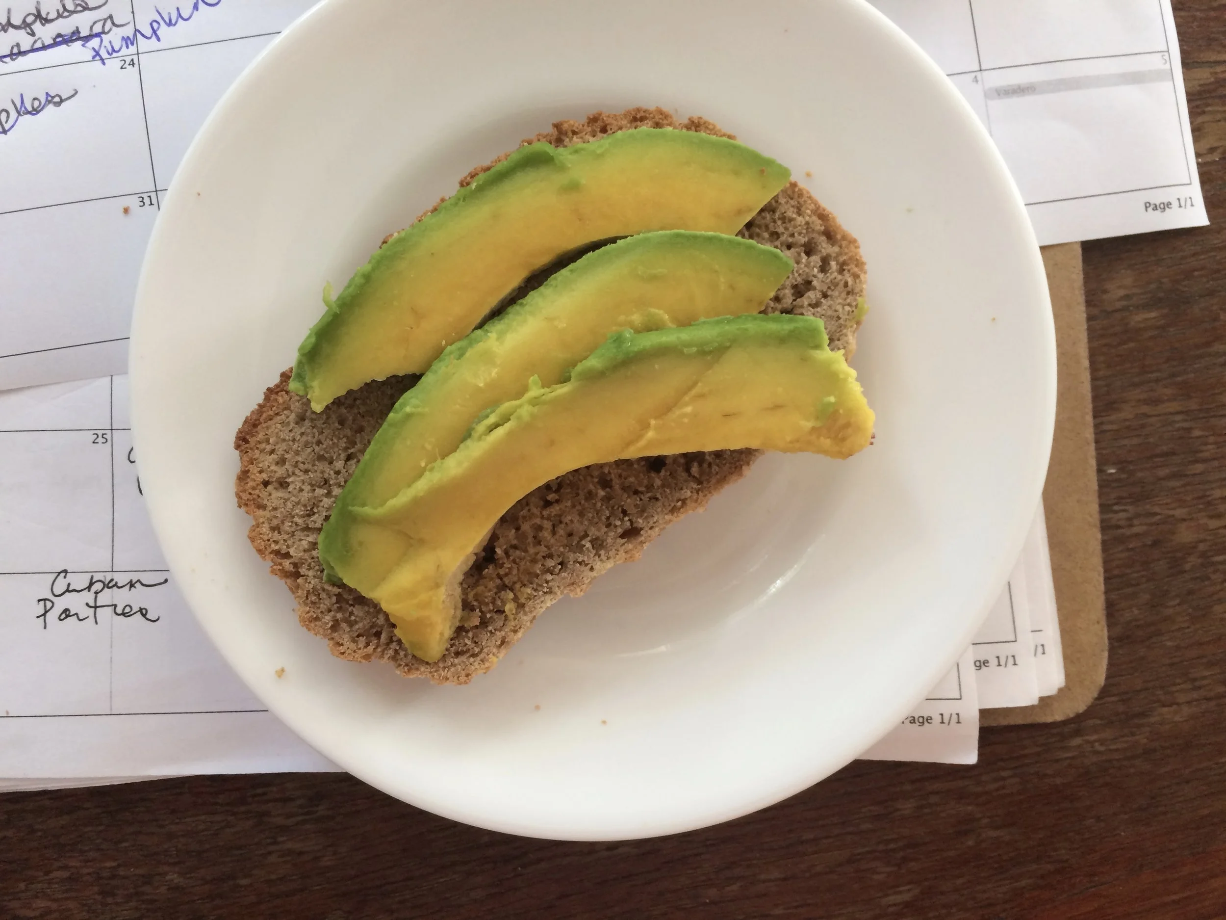 My whole wheat bread with one of my favorite toppings: avocado.